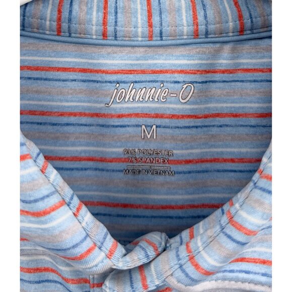 johnnie-O Men's Short Sleeve Polo Shirt Blue Striped Sz M - Picture 2 of 4